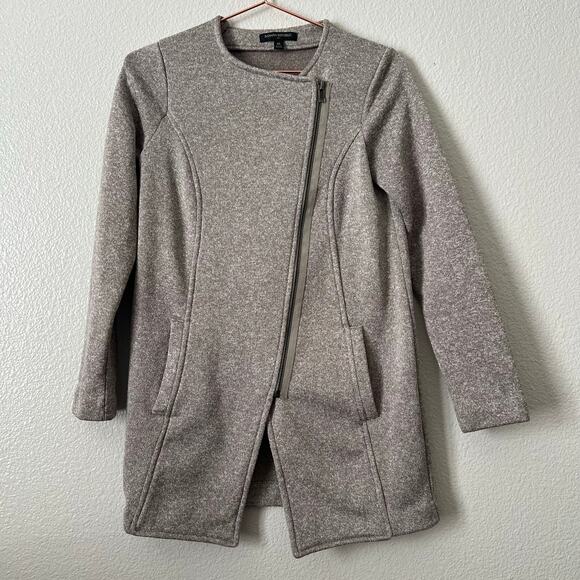 Banana Republic Factory Jackets & Blazers - Banana Republic Factory Sweat Knit Moto Asymmetrical Zip Jacket heather tan